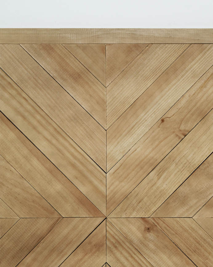 Cabecero de madera maciza estilo étnico en tono roble oscuro de 80x165cm