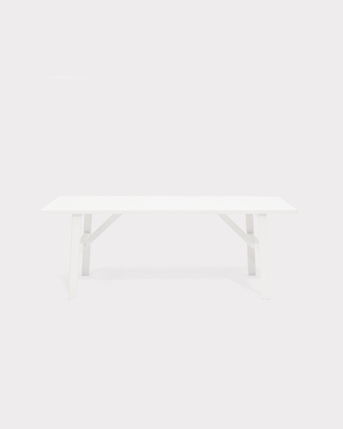 Banqueta de madera maciza en tono blanco de 120x45cm