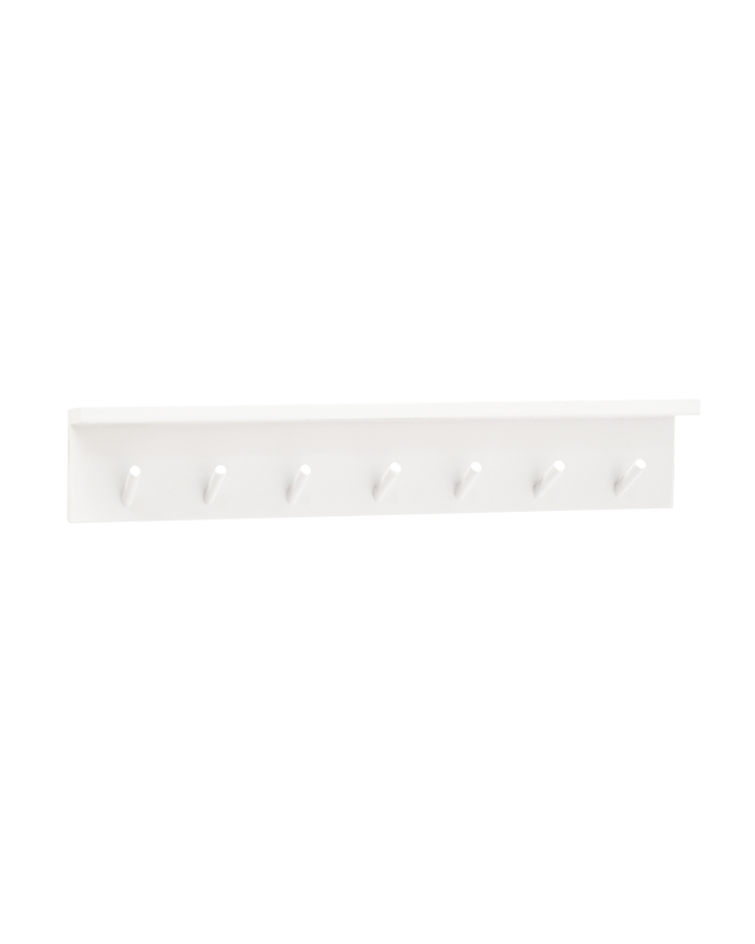 Colgador de pared de madera maciza en tono blanco de 61x9,5cm