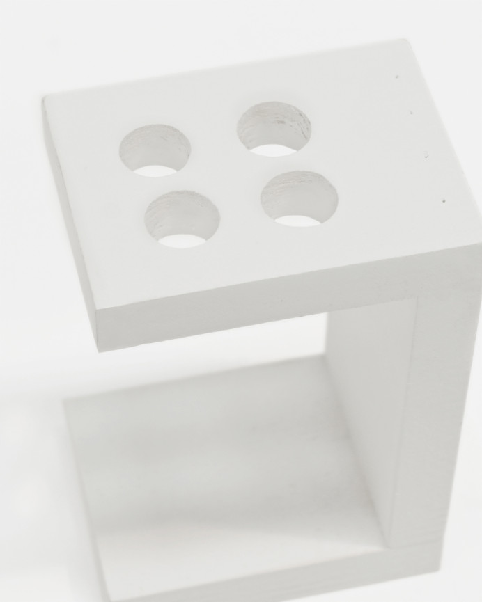 Soporte para cepillos de dientes de madera maciza tono blanco de 12x6cm