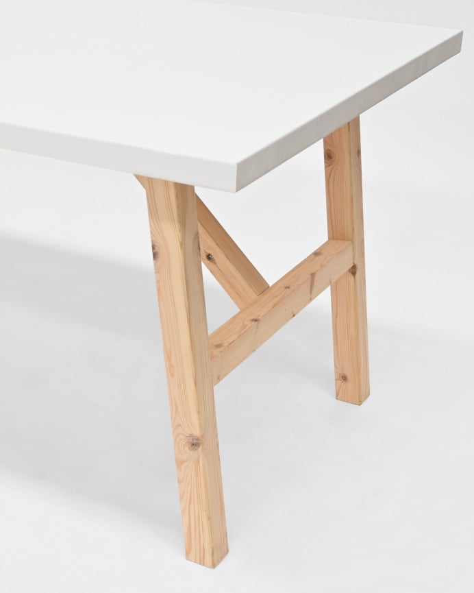 Mesa de comedor de madera maciza en tono blanco de varias medidas