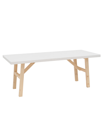 Mesa de centro de madera maciza acabado natural y blanco 