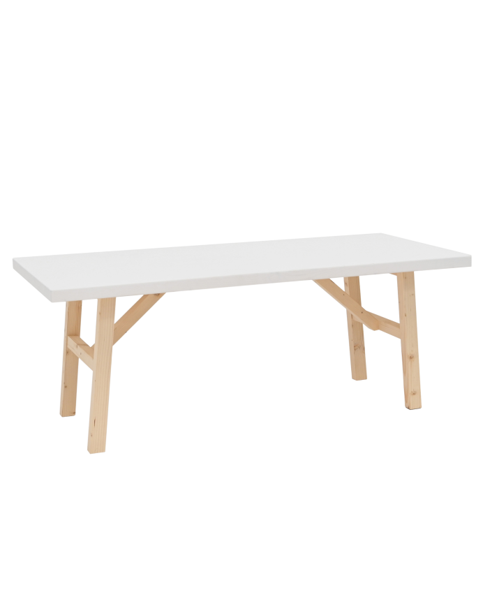 Mesa de centro de madera maciza acabado natural y blanco 