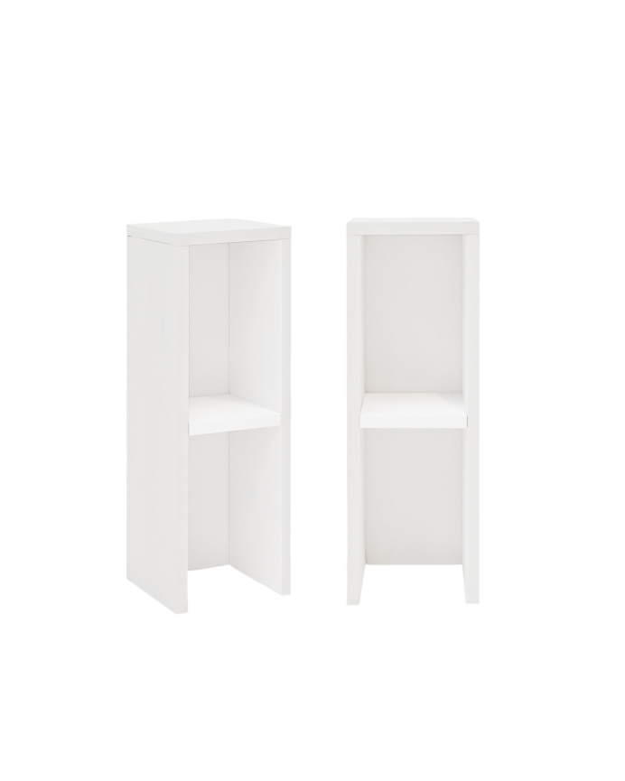 Pack 2 mesitas de noche o auxiliares de madera maciza en tono blanco 60x20cm