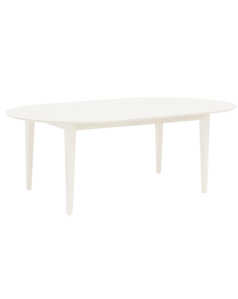 Mesa de comedor de madera maciza ovalada en tono blanco de varias medidas