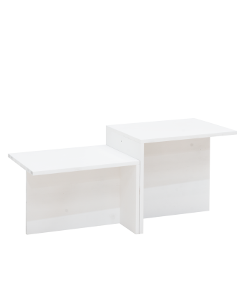 Mesa de centro 2 piezas de madera maciza en tono blanco de 100x44,6cm