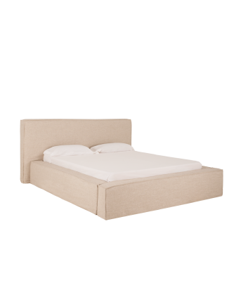 Cama desenfundable de lino beige para colchón de varias medidas