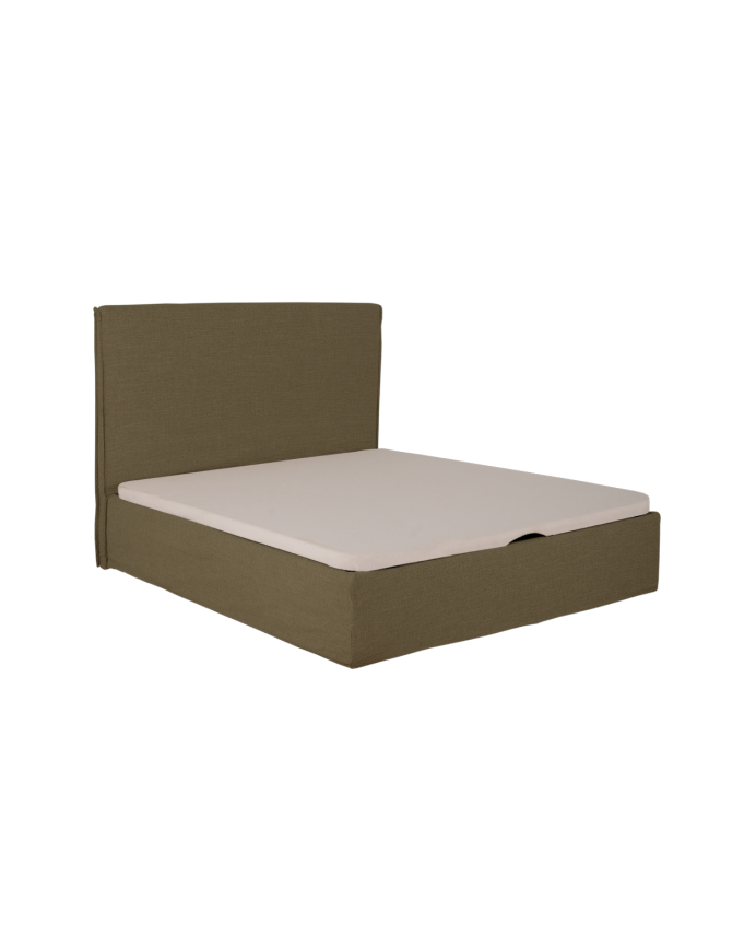 Cama con canapé desenfundable de lino verde para colchón de varias medidas