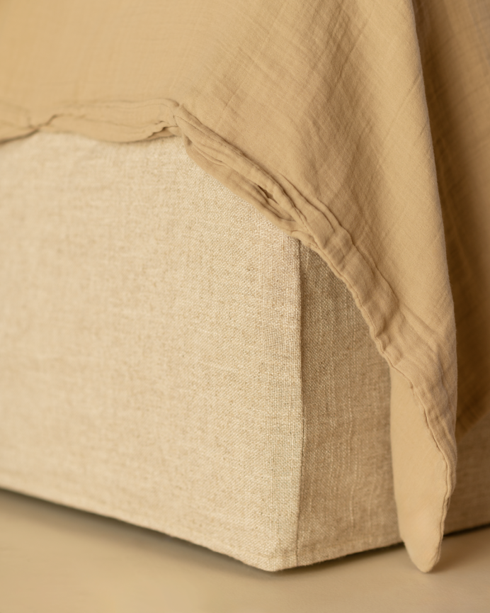 Cama con canapé desenfundable de lino beige para colchón de varias medidas