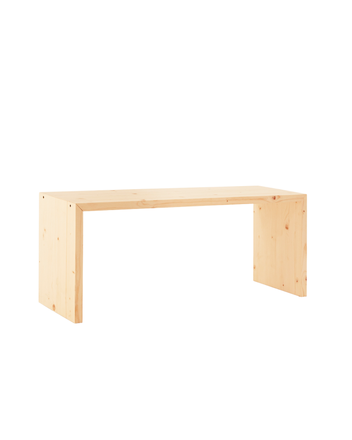 Mesa de centro de madera maciza en tono natural de 109,4x45x35cm