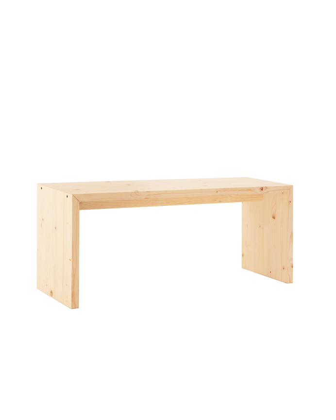 Mesa de centro de madera maciza en tono natural de 109,4x45x35cm