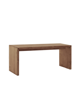 Mesa de centro de madera maciza en tono nogal de 109,4x59x35cm