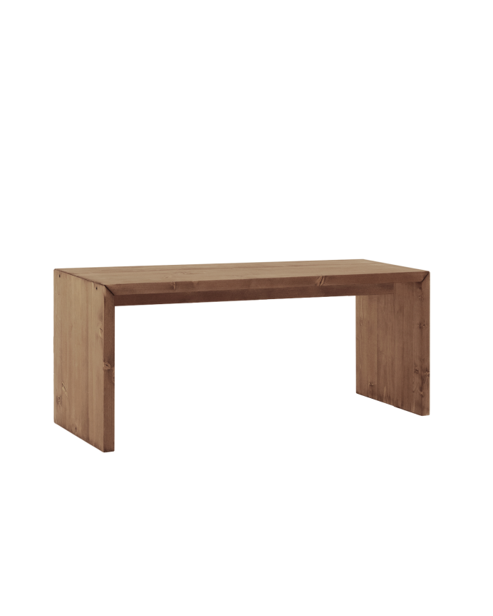 Mesa de centro de madera maciza en tono nogal de 109,4x45x35cm