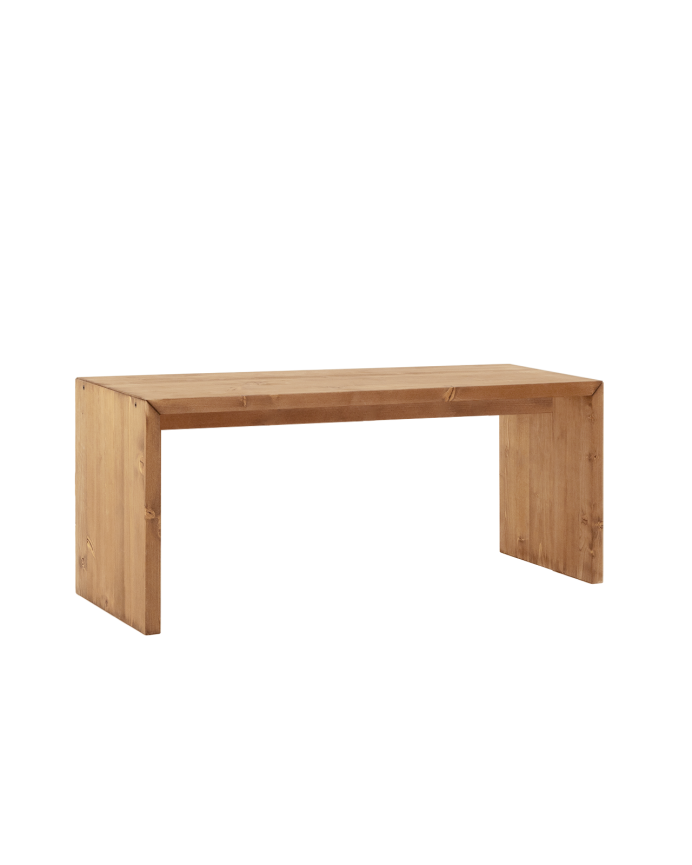 Mesa de centro de madera maciza en tono roble oscuro de 109,4x59x35cm