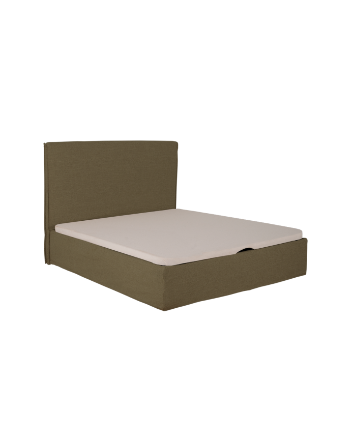 Funda para cama con canapé desenfundable de lino verde para colchón de varias medidas