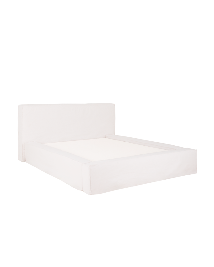 Funda para cama desenfundable de lino blanco para colchón de varias medidas