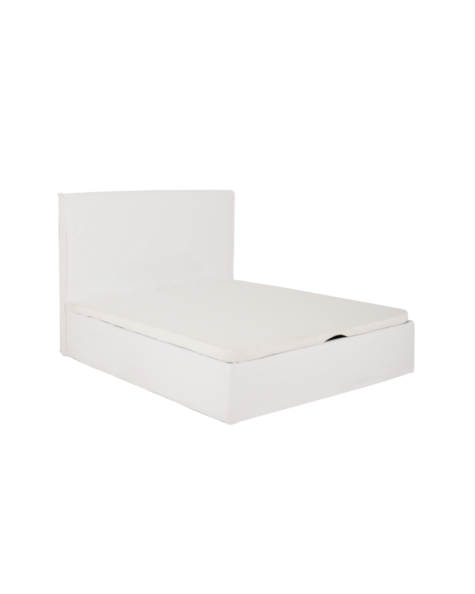 Funda para cama con canapé desenfundable de lino blanco para colchón de varias medidas