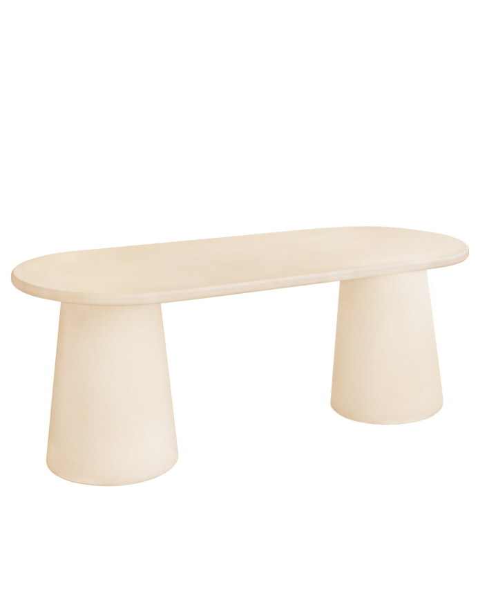 Mesa de comedor ovalada de microcemento tono beige de varias medidas