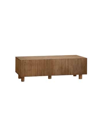 Mueble TV de madera de abeto y pino en tono roble oscuro 152x42cm