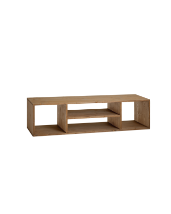 Mueble de TV de madera maciza en tono roble oscuro de 160x40cm