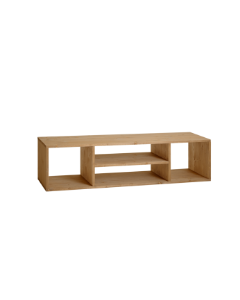 Mueble de TV de madera maciza en tono roble medio de 160x40cm