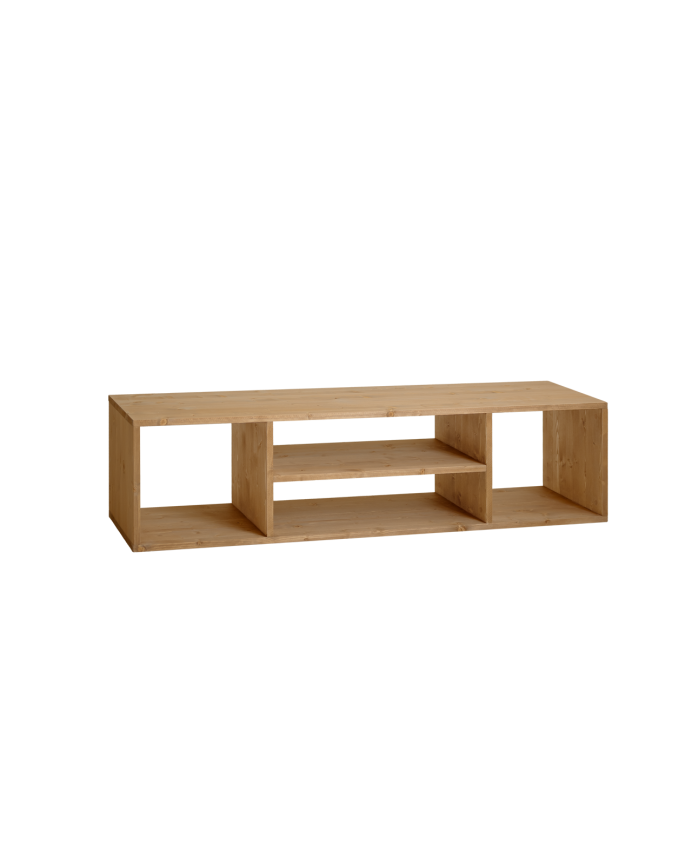 Mueble de TV de madera maciza en tono roble medio de 160x40cm