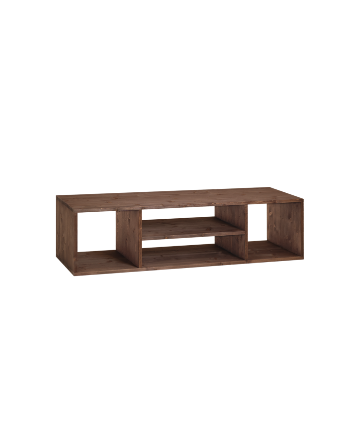 Mueble de TV de madera maciza en tono nogal de 160x40cm