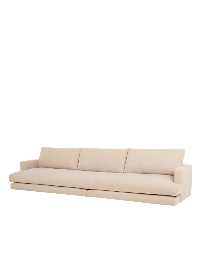 Sofá recto tono beige de 325x105cm