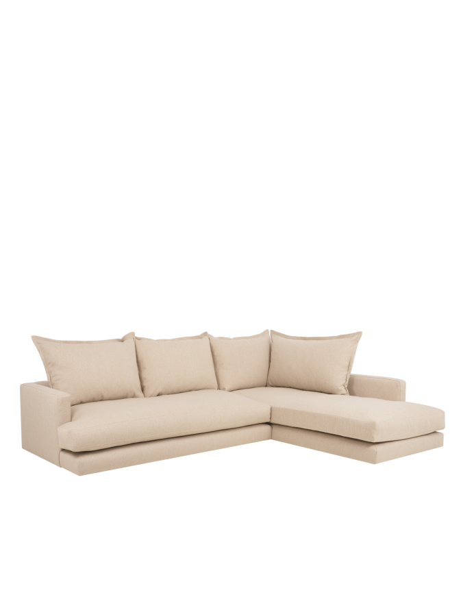 Sofá con chaise longue derecho tono beige de varias medidas