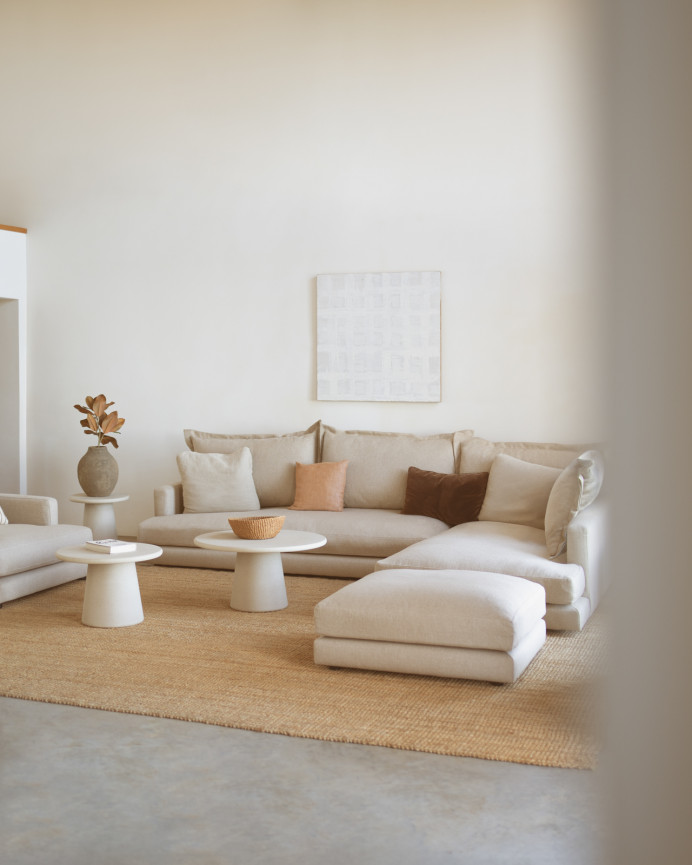 Sofá con chaise longue derecho tono beige de varias medidas