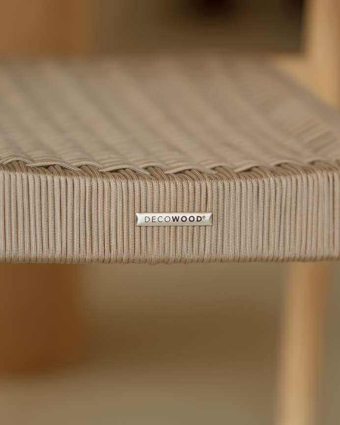 Silla de madera de olmo y asiento trenzado de nylon color marrón de 78x58cm