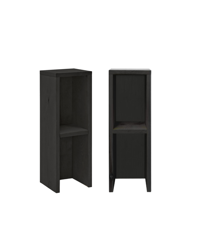 Pack 2 mesitas de noche o auxiliares de madera maciza en tono negro 60x20cm