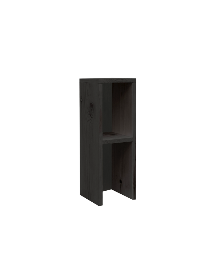 Mesita de noche o auxiliar madera maciza en tono negro de 60x20cm