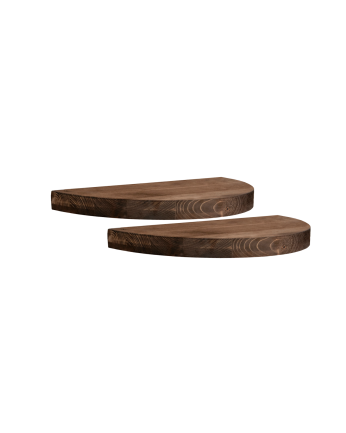 Pack de 2 mesitas de noche de madera maciza flotante en tono nogal de 3x40cm