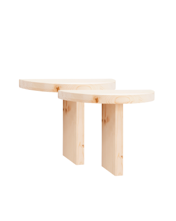 Pack de 2 mesitas de noche de madera maciza flotante en tono natural de 27x40cm