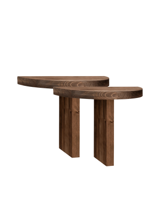 Pack de 2 mesitas de noche de madera maciza flotante en tono nogal de 27x40cm