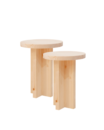 Pack de 2 mesitas de noche de madera maciza en tono natural de 45x35cm