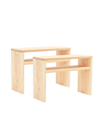 Pack de 2 mesitas de noche de madera maciza en tono natural de 50x36cm