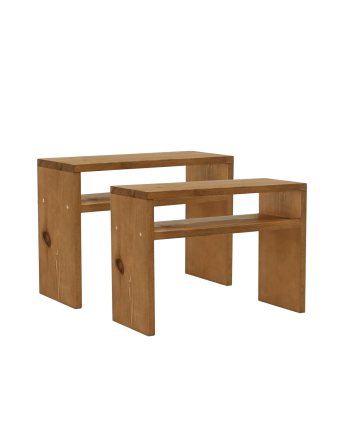 Pack de 2 mesitas de noche de madera maciza en tono roble oscuro de 50x36cm