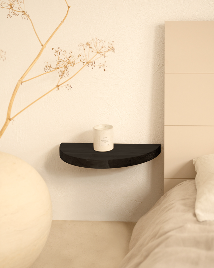 Pack de 2 mesitas de noche de madera maciza flotante en tono negro de 3x40cm