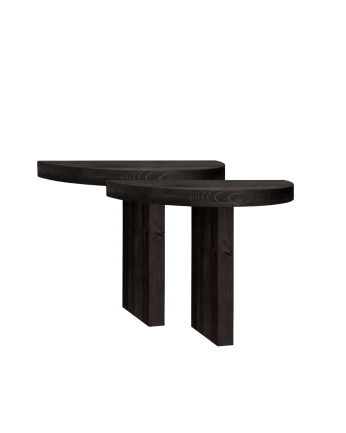 Pack de 2 mesitas de noche de madera maciza flotante en tono negro de 27x40cm