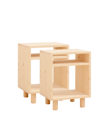 Pack de 2 mesitas de noche de madera maciza en tono natural de 51x32cm