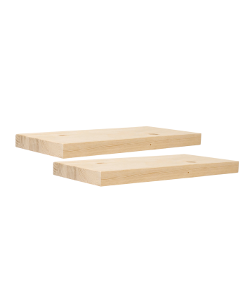 Pack de 2 mesitas de noche de madera maciza flotante en tono natural de 45cm