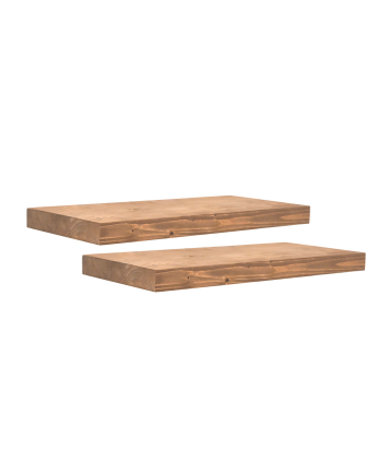 Pack de 2 mesitas de noche de madera maciza flotante en tono roble oscuro de 45cm
