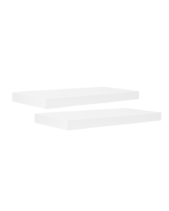 Pack de 2 mesitas de noche de madera maciza flotante en tono blanco de 45cm