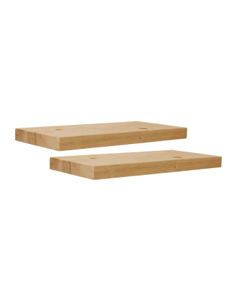 Pack de 2 mesitas de noche de madera maciza flotante en tono roble medio de 45cm