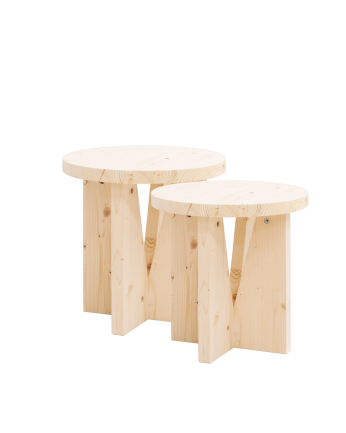 Pack de 2 mesitas de noche de madera maciza en tono natural de 40x40cm