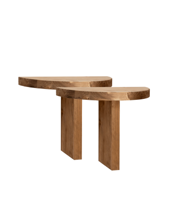 Pack de 2 mesitas de noche de madera maciza flotante en tono roble oscuro de 27x40cm