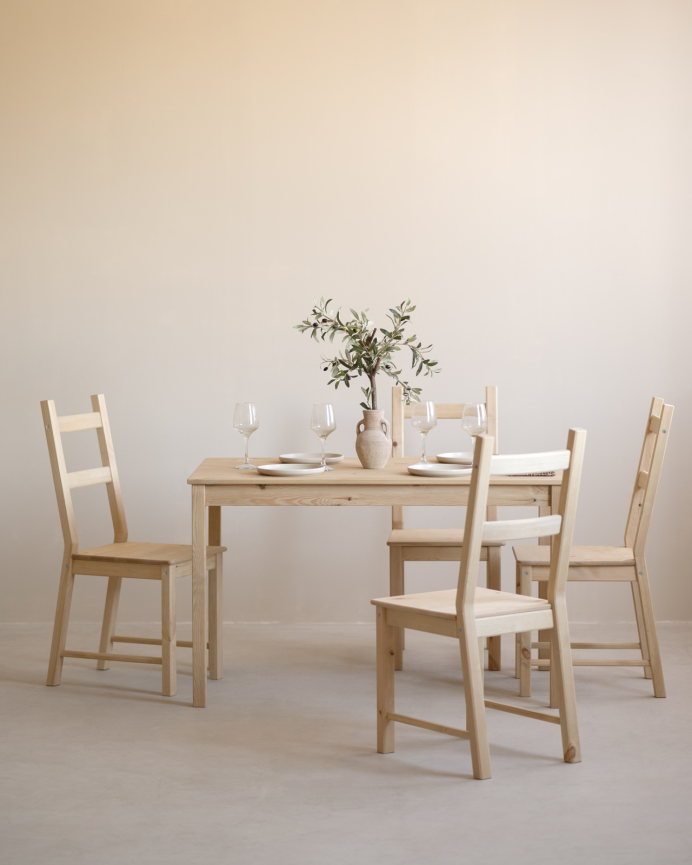 Silla de madera maciza de pino en tono natural de 95cm