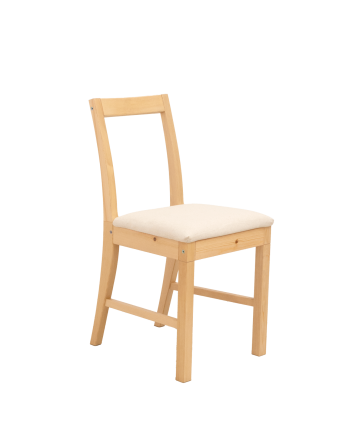 Silla de madera maciza y asiento tapizado beige de 83cm